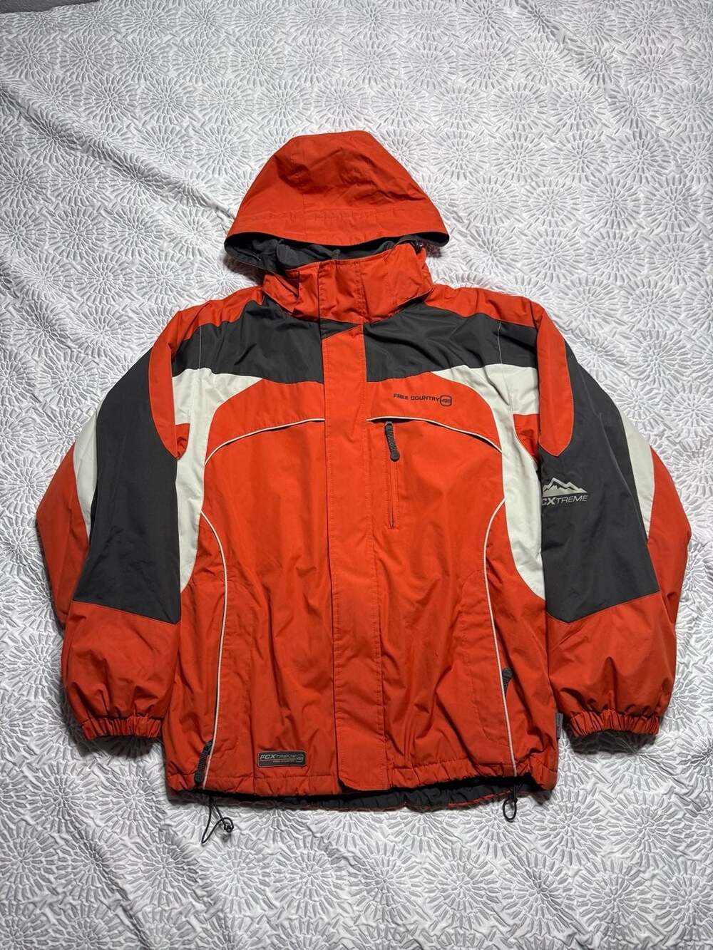 Free Country Fcx Extreme Orange and Gray Winter Ski Jacket Hooded Men’s Small